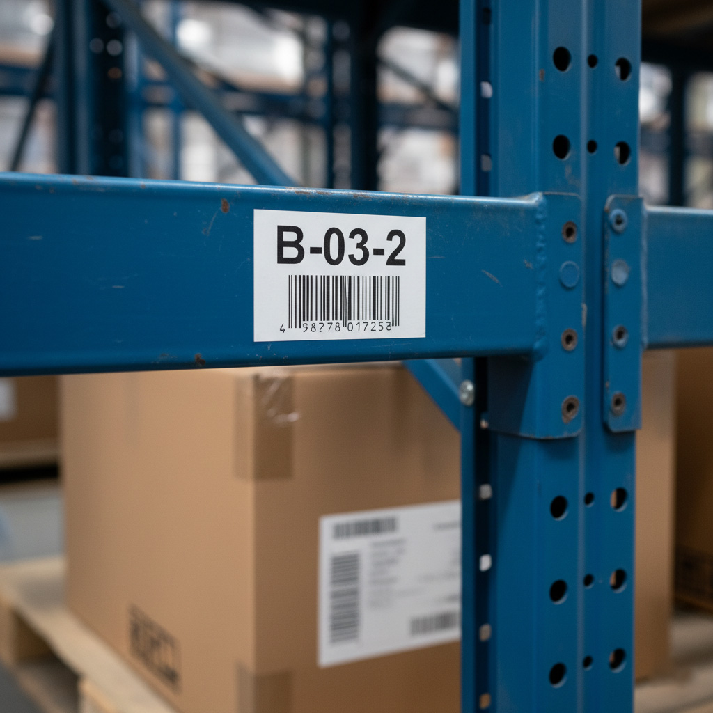 При топологии склада, каждая ячейка получает уникальный адрес-штрихкод.